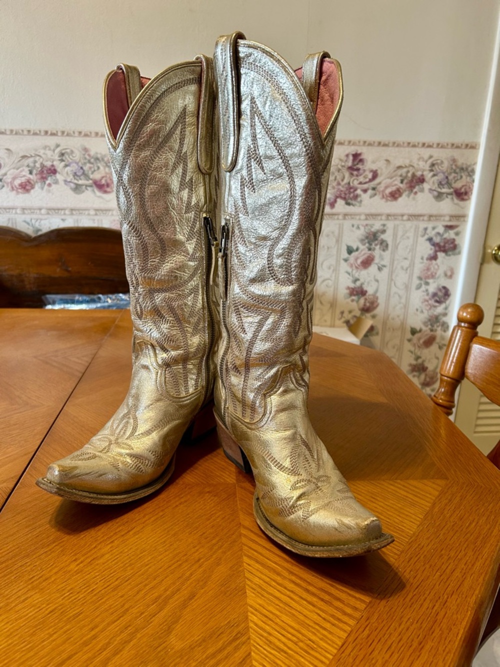 Metallic Gold Junk Gypsy Boots by Lane Western Cowboy Boots
